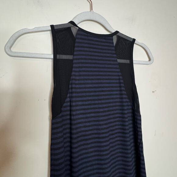 Laila Jayde Navy Black Stripe Maxi Dress Mesh Detail Sleeveless NWT XS - Picture 6 of 9